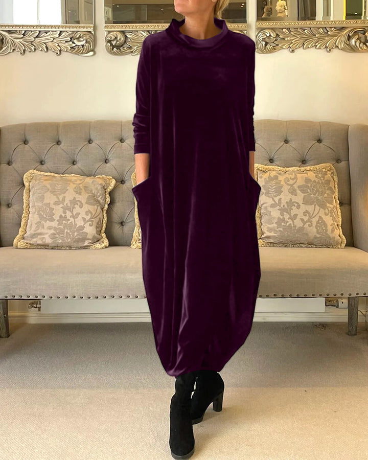 Chic Velvet Dress with Handy Pockets for Ultimate Comfort