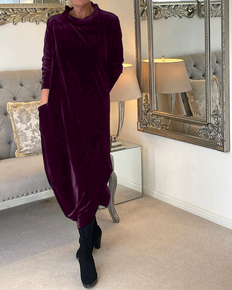 Chic Velvet Dress with Handy Pockets for Ultimate Comfort