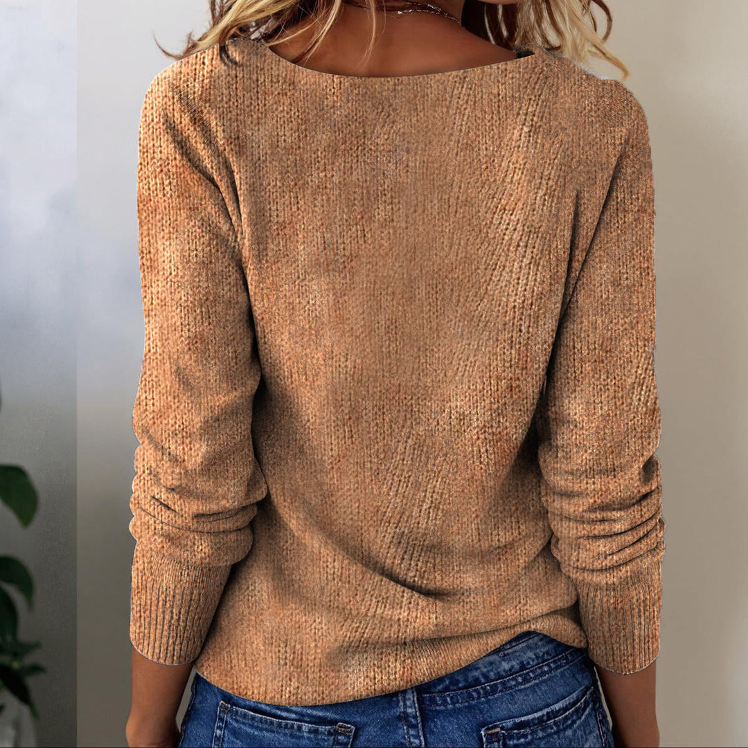 Cozy Camel Knit Floral Printed Sweater