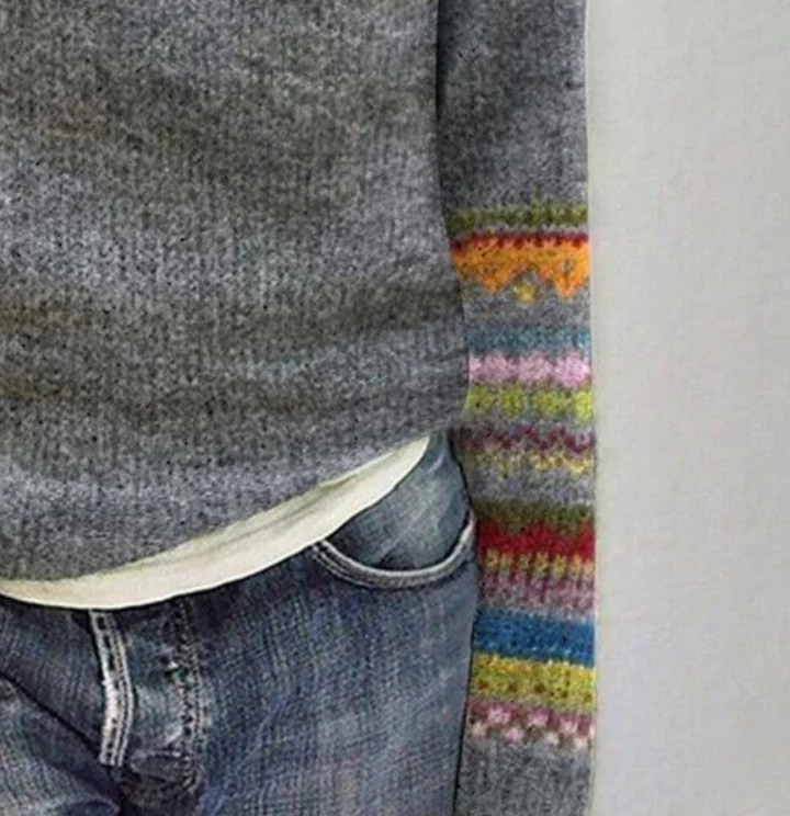 Retro Long Sleeve Print Sweater