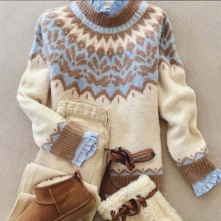 Trendy Blue Round Neck Sweater