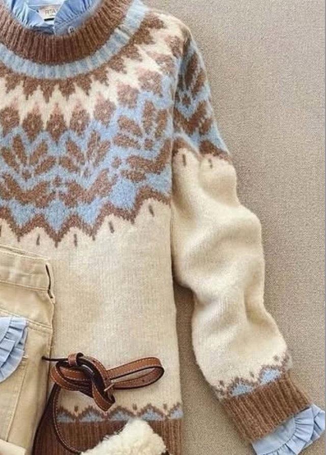 Trendy Blue Round Neck Sweater