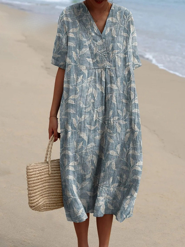 Spring Vines Pattern Printed Women's Flowy Dress