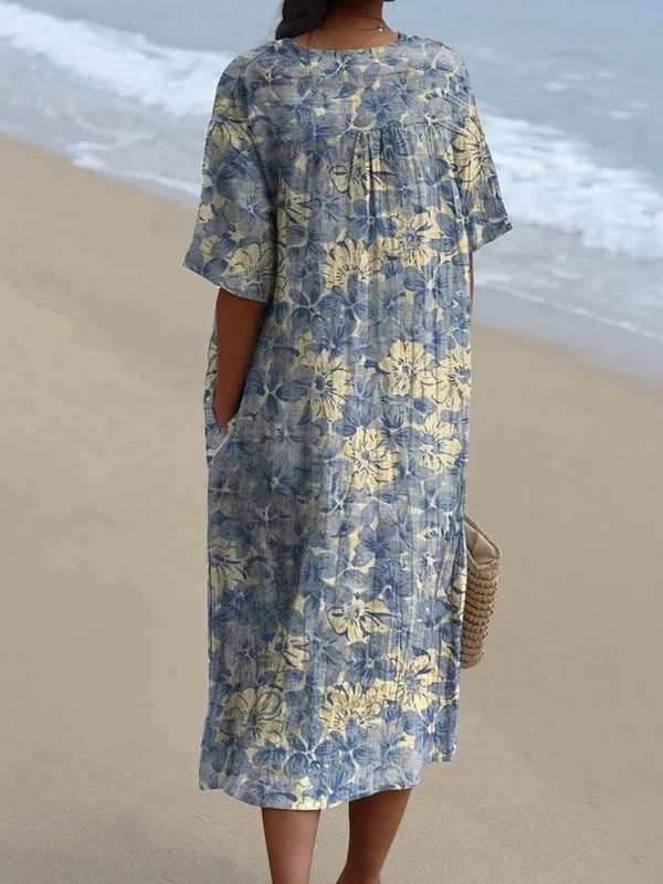 Spring Vines Pattern Printed Women's Flowy Dress