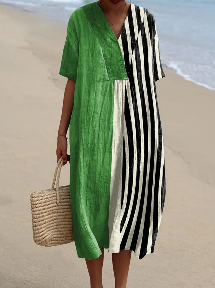 Women's Retro Minimalist  Abstract  Art Print Flowy Dress