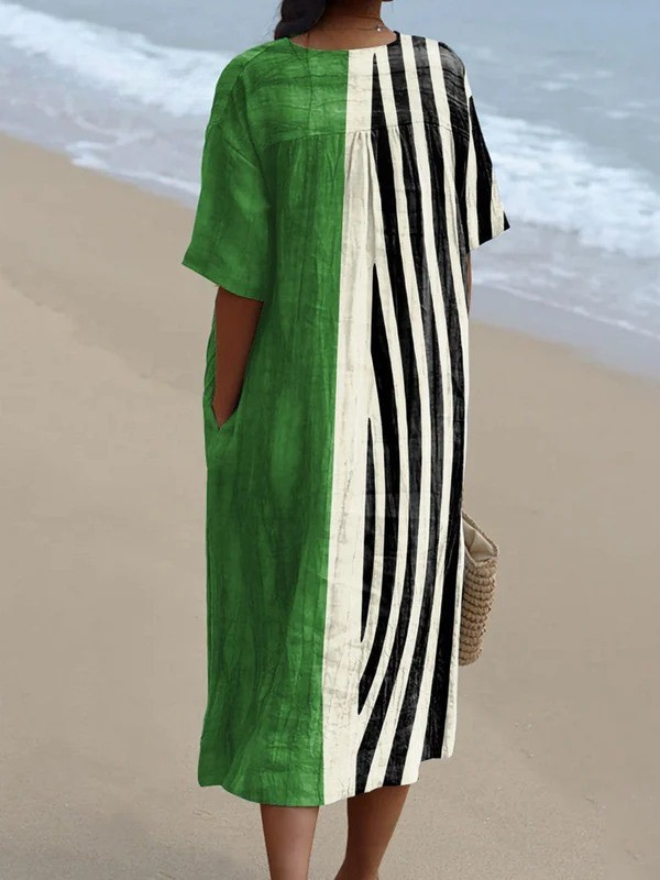 Women's Retro Minimalist  Abstract  Art Print Flowy Dress