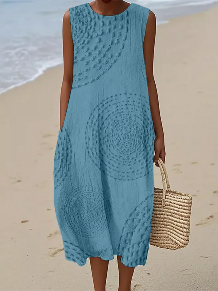 Women's Vintage Abstract Geometric Art Print  Sleeveless Pocket Wrap Dress