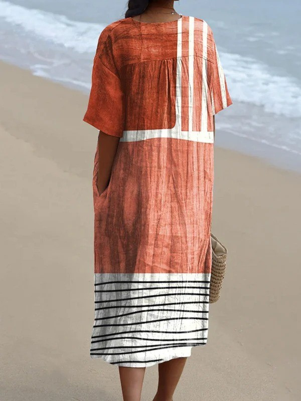 Women's Retro Minimalist  Abstract  Art Print  Dress