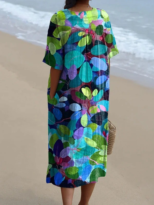 Summer Forest Art Printed Women's Flowy Dress