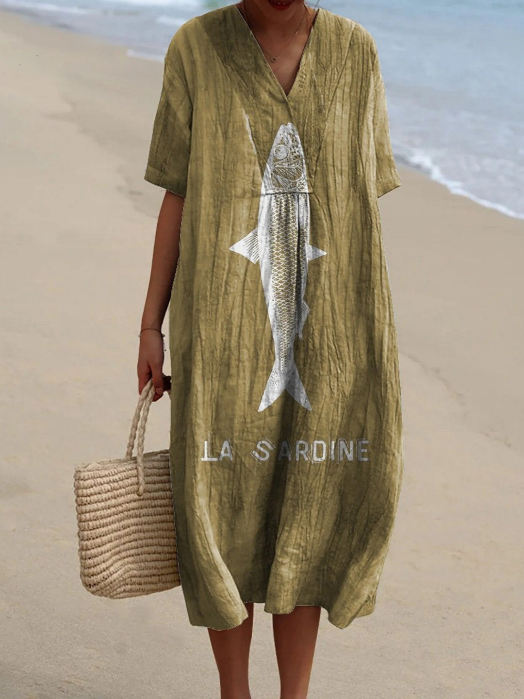 Sardine Fish Graphic Printed Women's Flowy Dress