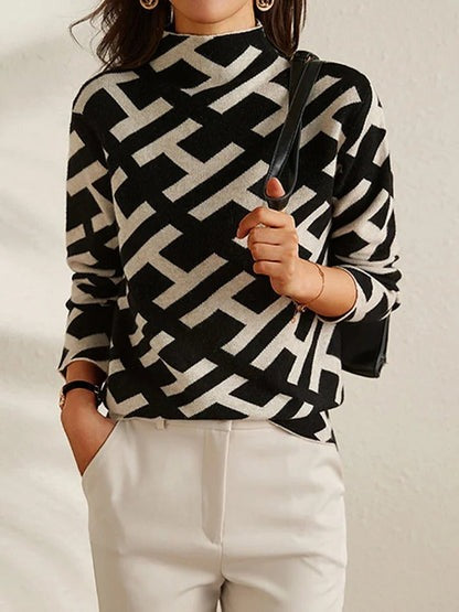 Chic and Comfortable Geometric Knit Pullover