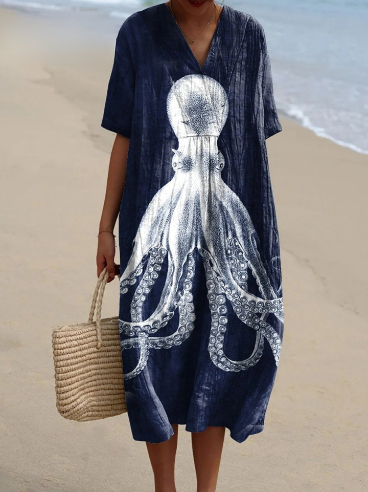 Women's Octopus  Art Print  Casual Dress