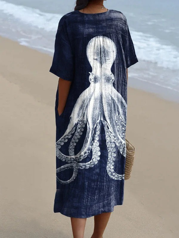 Women's Octopus  Art Print  Casual Dress