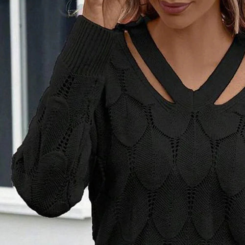Black Plain Long Sleeve Sweater