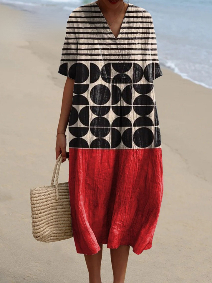 Artistry Geometric Pattern Printed Women's Flowy Dress