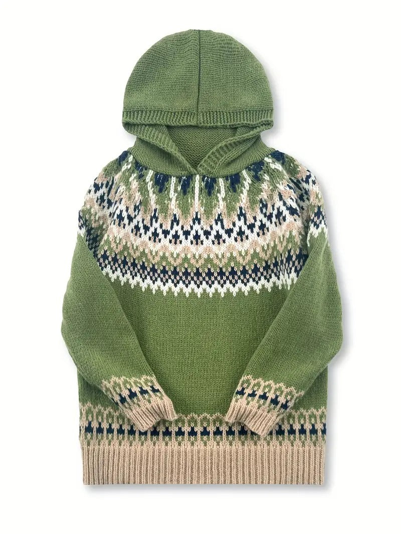 Special Green Hoodie Long Sleeve Sweater