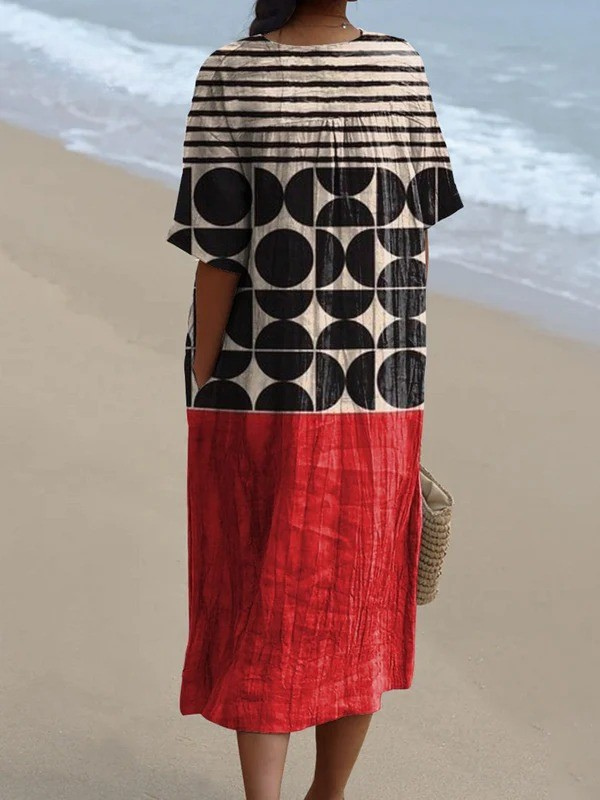 Artistry Geometric Pattern Printed Women's Flowy Dress
