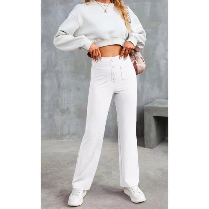 Flexible High-Waisted Stretch Trousers
