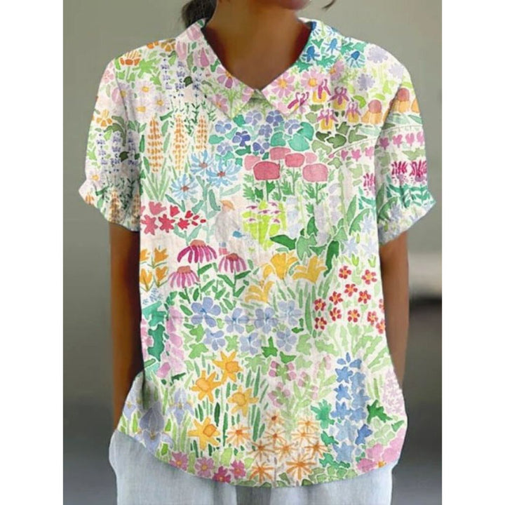 Floral Cotton Blouse with Pastoral Charm