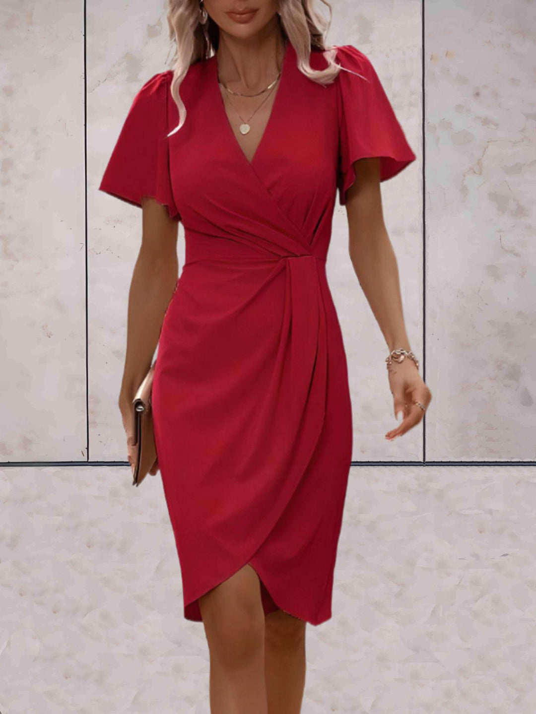 Chic Short Sleeve Wrap Dress