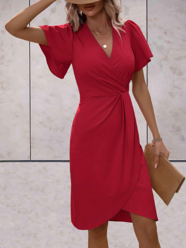 Chic Short Sleeve Wrap Dress