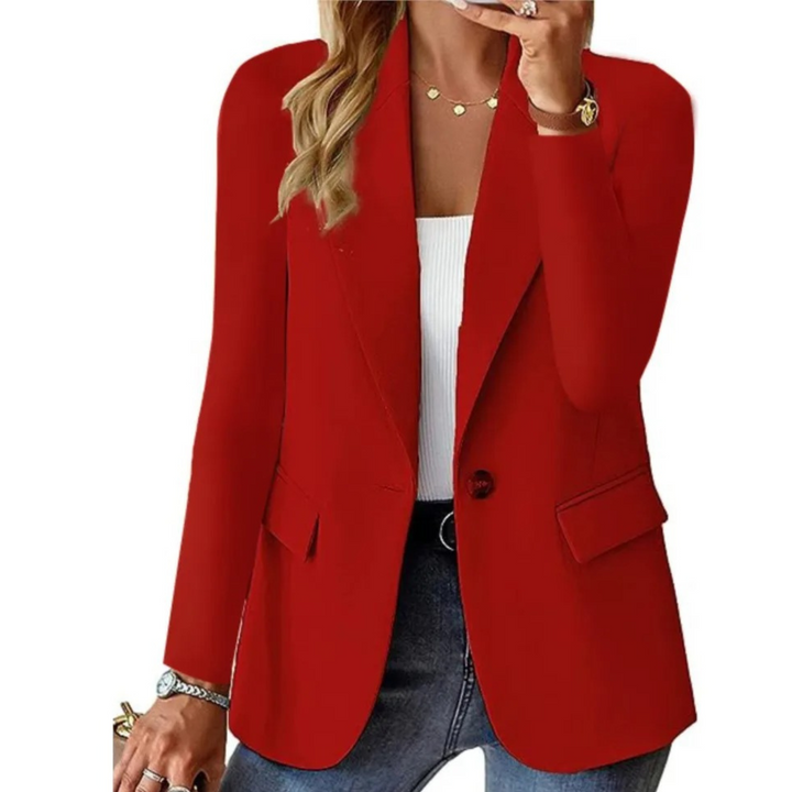 Button-Up Women's Blazer Featuring Functional Pockets