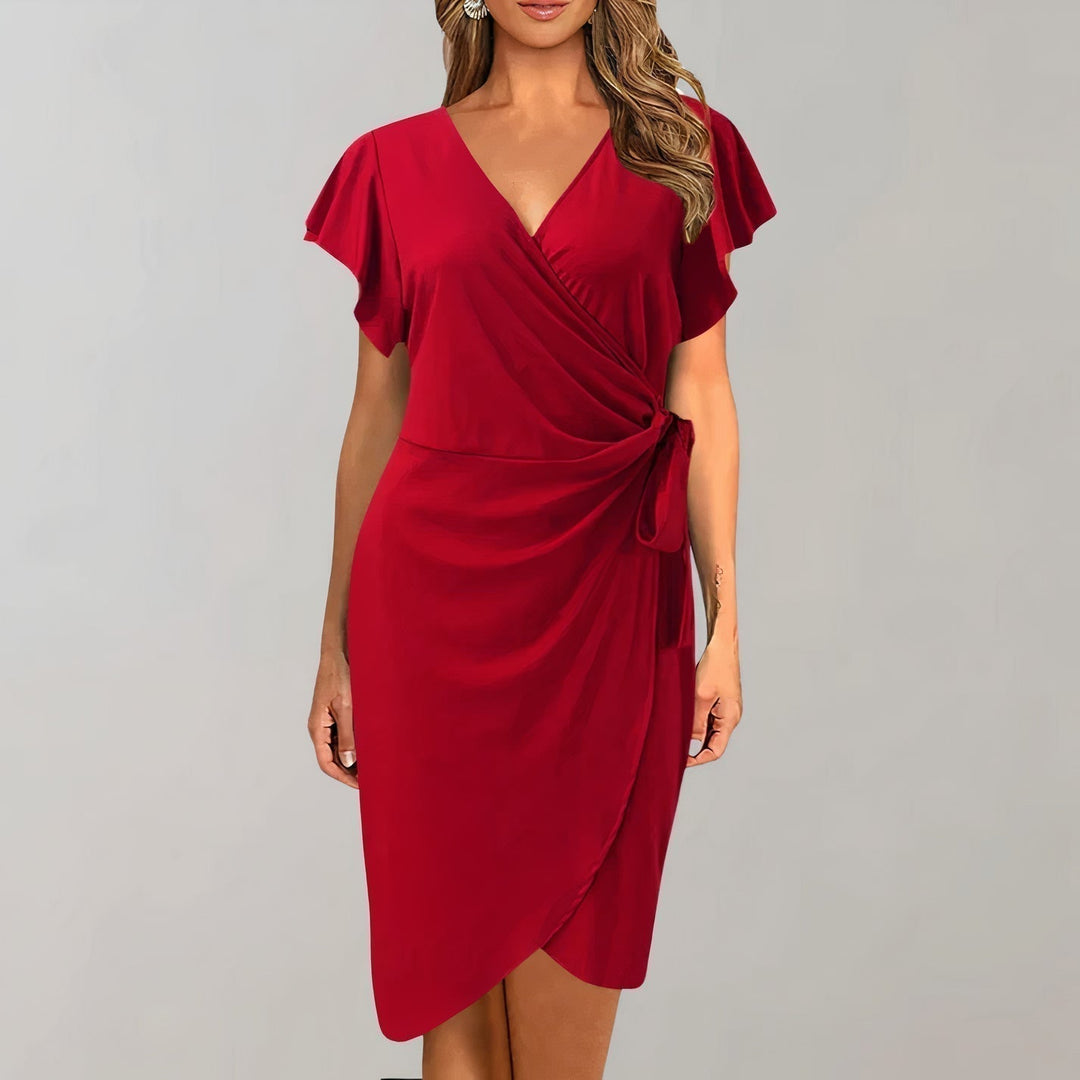 Stylish V-Neck Wrap Dress for Women - Ideal for Summer Wear