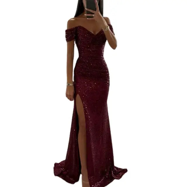 Elegant V-Neck Evening Dress