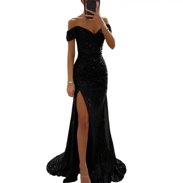 Elegant V-Neck Evening Dress