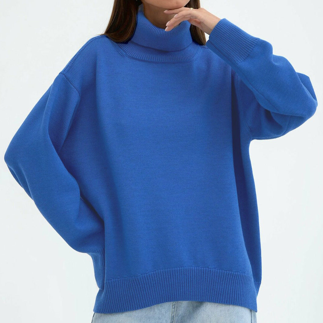 Women's Oversized Turtleneck Sweater - Basic Knit Design