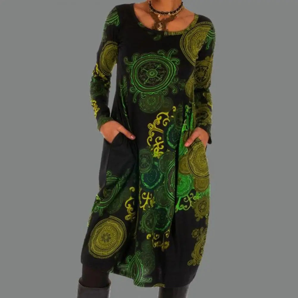 Bohemian Round Neck Dress for Women