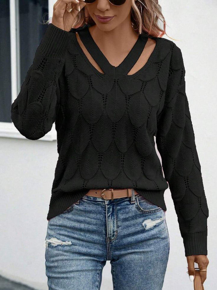 Black Plain Long Sleeve Sweater
